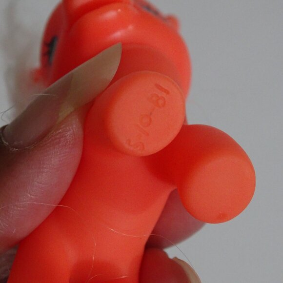 Orange Unicorn Pony Figure With Mushroom Symbol White Mane and Tail 3 Inch - Picture 4 of 5